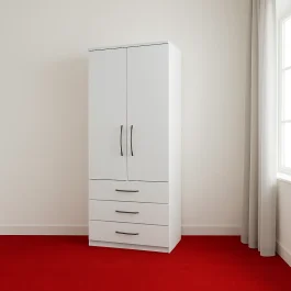 2 Door Gents Wardrobe with 3 Drawers - Wood Mall Furniture