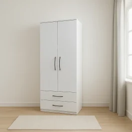 2 Door Gents Wardrobe with 2 Drawers - Wood Mall Furniture