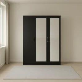 Elegent 3 Door Wardrobe with 2 Mirrors - Wood Mall Furniture