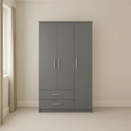 Elegent 3 Door Wardrobe with 2 Drawers - Wood Mall Furniture